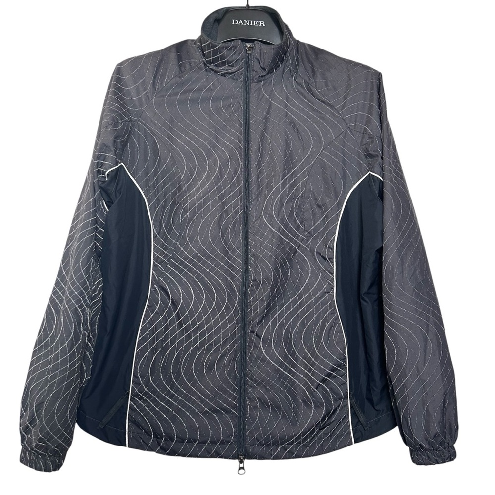 Nike Running Jacket Lightweight Womens Sz M‎ Grey Black Check Vented READ
